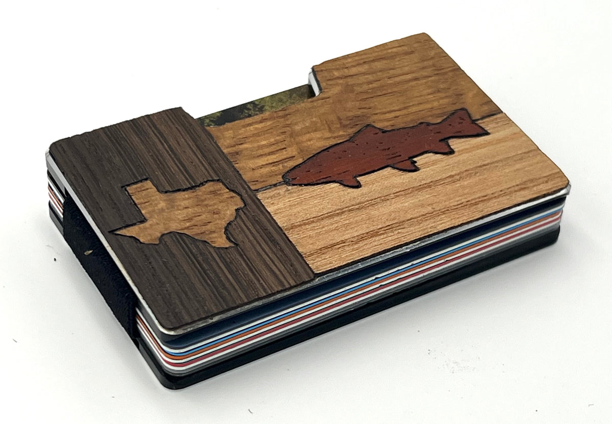 Texas Trout Wood Inlay Wallets for Men