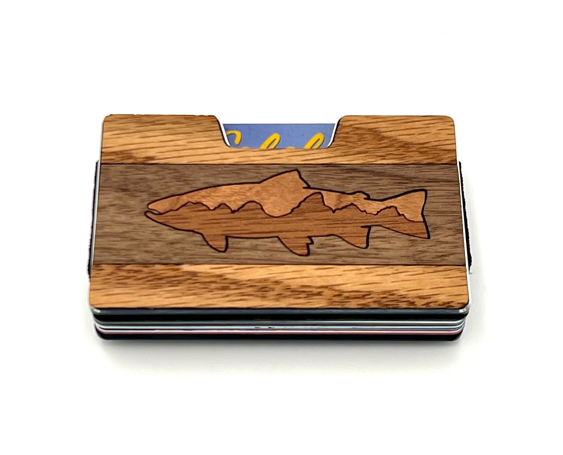 Mountain Trout Wood Inlay Wallets for Men