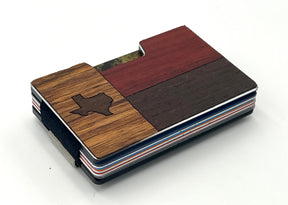 Texas State Flag Wood Inlay Wallets for Men