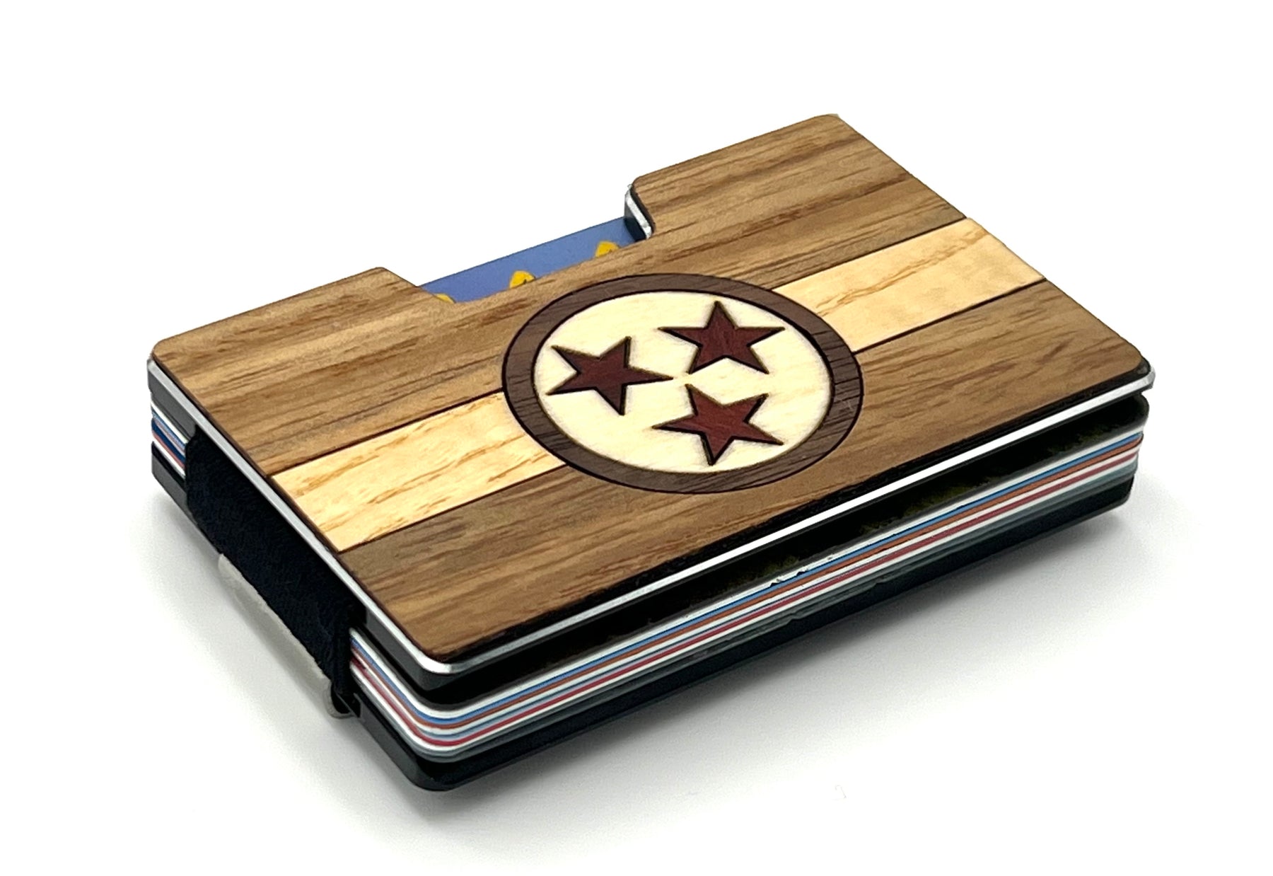 Tri Star Wood Inlay Wallets for Men