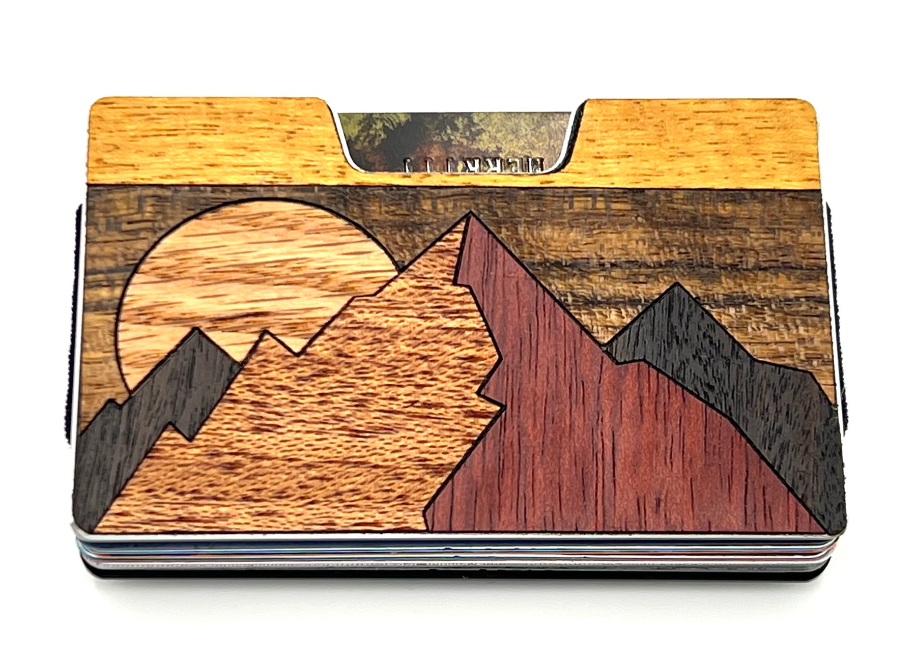 Jagged Peaks Wood Inlay Wallets for Men